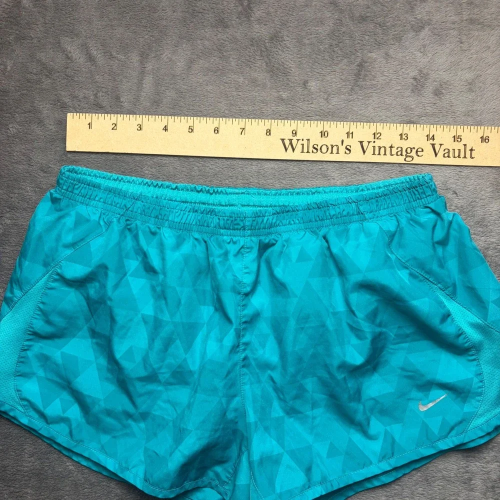Nike Running‎ Shorts Womens L Teal Blue Geometric Pattern Athletic Gym Fit